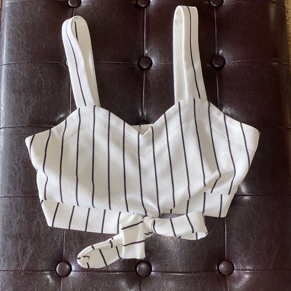 Black & White Striped Women’s Crop Top